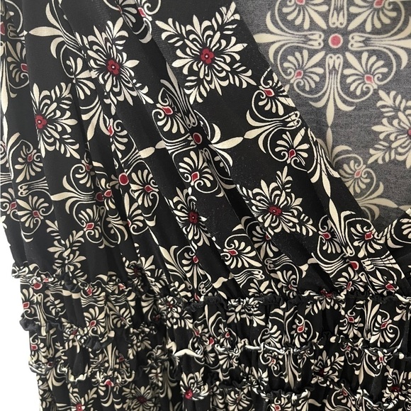 Max Studio patterned midi dress with ruched midline and bell sleeves, Medium - Picture 4 of 6